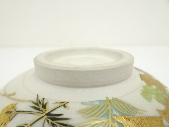 陶芸家　九谷焼　清水翠東　色絵金彩　秋草図　香合　茶道具　陶製　共箱 陶芸家 九谷焼 清水翠東 色絵金彩 秋草図 香合 茶道具 陶製 共箱